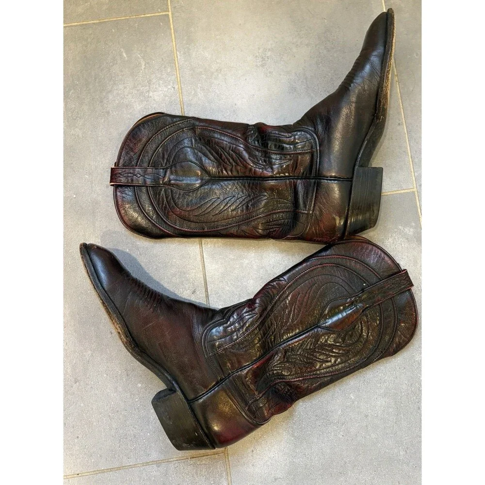 Lucchese Classics Men’s Handmade Black Cherry Western Cowboy Boots Size 9 D